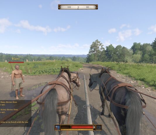 Dva hráči a vůz ve fanouškovském multiplayeru Kingdom Come: Deliverance II