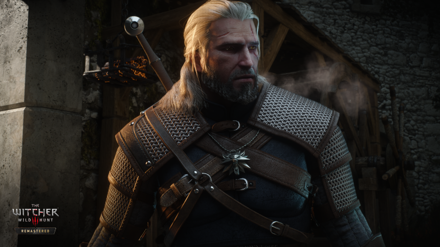 Stejná scéna s Geraltem ve hře Zaklínač 3 Remastered